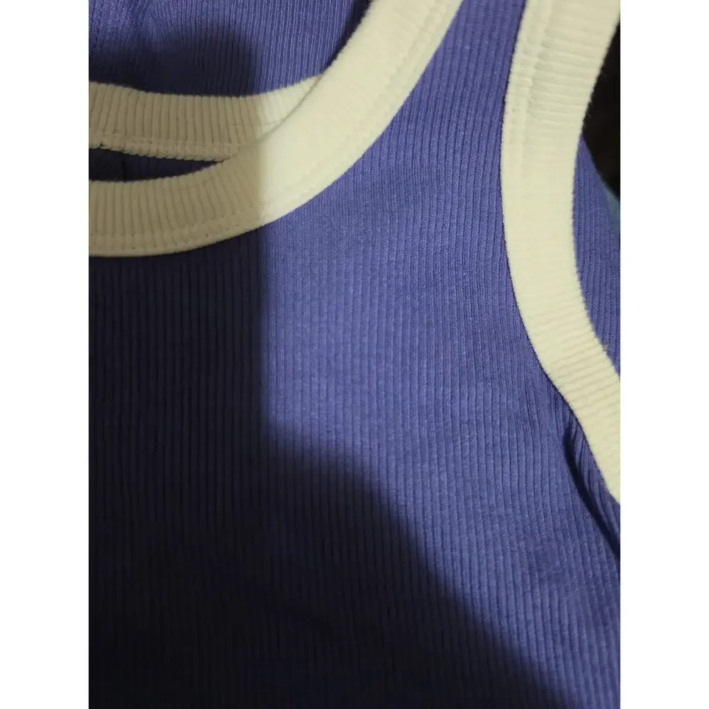 DSG Girls Small Indigo Blue Cotton Rib Tank NWT